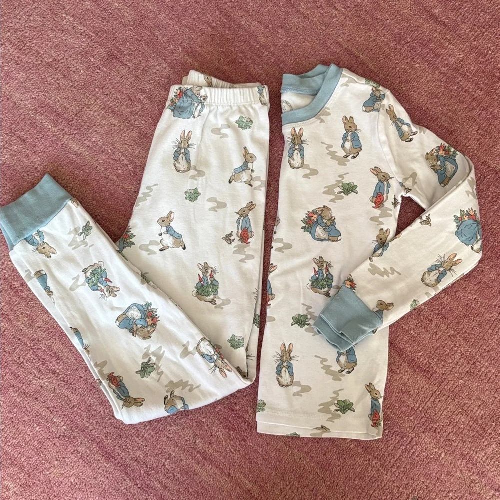 Pottery Barn Kids Organic Cotton Peter Rabbit Pajama Set - Unisex Easter PJs
